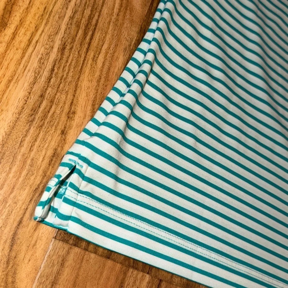 Vineyard Vines womens medium tank top golf polo Teal White stripe performance